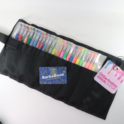 SET ROTOLO 25 PENNE GEL GLITTERISSIMA TINTAUNITA NERO 