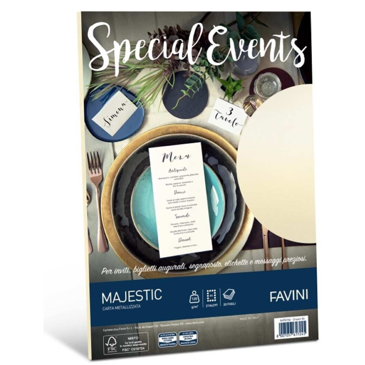 SET 20 PEZZI FOGLIO CARTA A4 SPECIAL EVENTS CREMA 06 GR.120 A69Q154