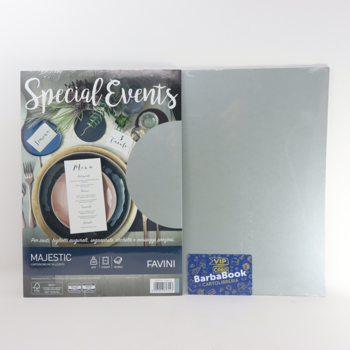 SET 10 PEZZI FOGLIO CARTA A4 SPECIAL EVENTS ARGENTO 03 GR.250 A69U174