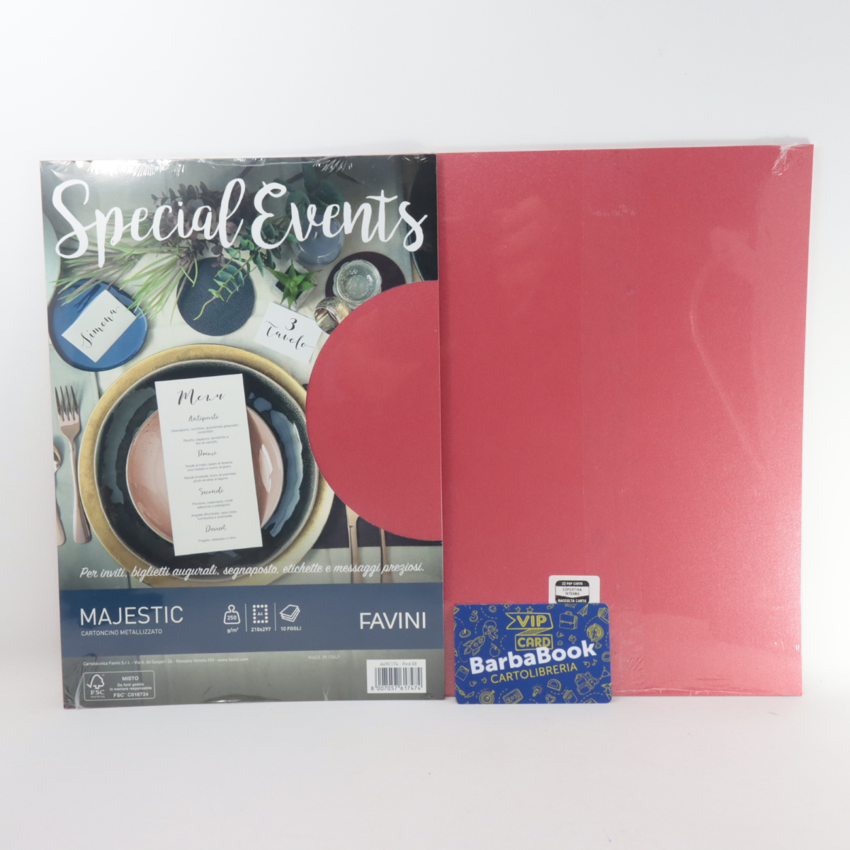 SET 10 PEZZI FOGLIO CARTA A4 SPECIAL EVENTS ROSSO 08 GR.250 A69C174