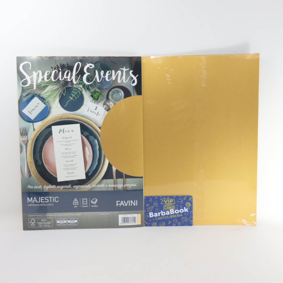 SET 10 PEZZI FOGLIO CARTA A4 SPECIAL EVENTS ORO 04 GR.250 A69H174