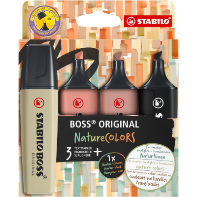 SET 4 EVIDENZIATORI STABILO BOSS ORIGINAL NATURE COLORS 70/4-2-3