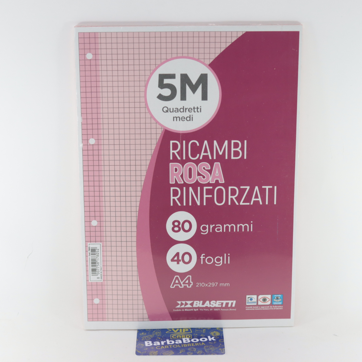 RICAMBIO A4 RINFORZATO FG.40 GR.80 BLASETTI ROSA 5M