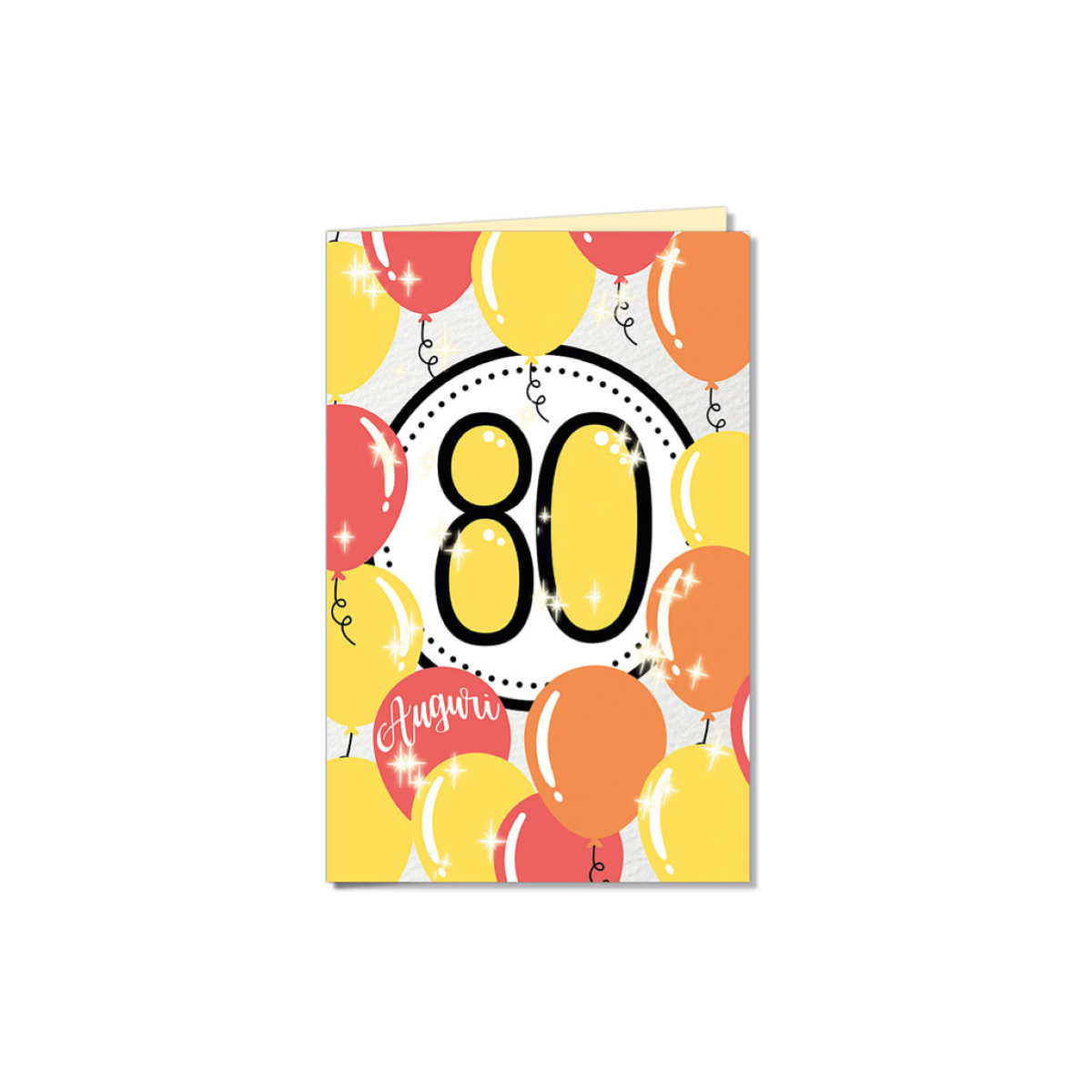 BIGLIETTO AUGURI 80 ANNI COMPLEANNO CON BUSTA NU.8666
