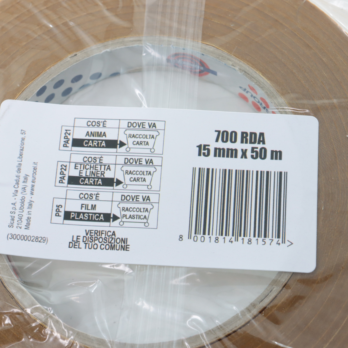 NASTRO BIADESIVO MM. 15 X 50 MT. EUROCEL ART. 700RDA