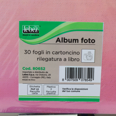 ALBUM FOTO 30 FOGLI IN CARTONCINO CM. 24 X 31 LEBEZ TRAVEL ART. 80652