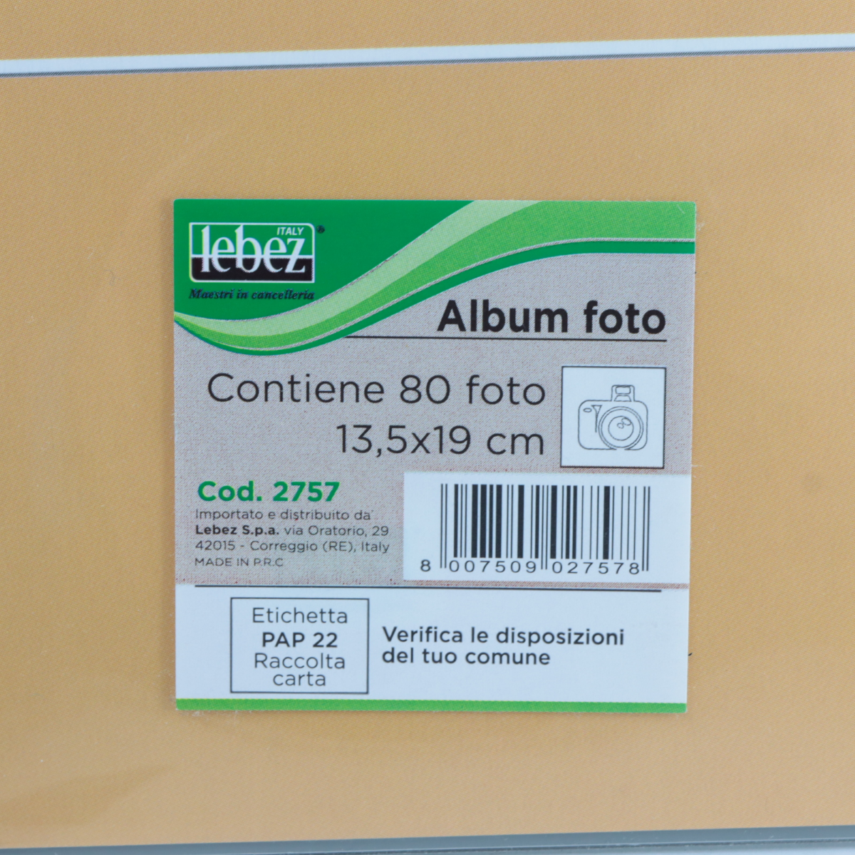 ALBUM FOTO 80 TASCHE CM. 13,5 X 19 LEBEZ ART. 2757