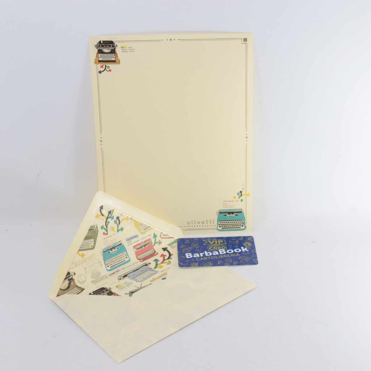 SET PORTFOLIO 5 PEZZI FOGLIO CARTA DA LETTERE + BUSTA OLIVETTI ART. 01023101
