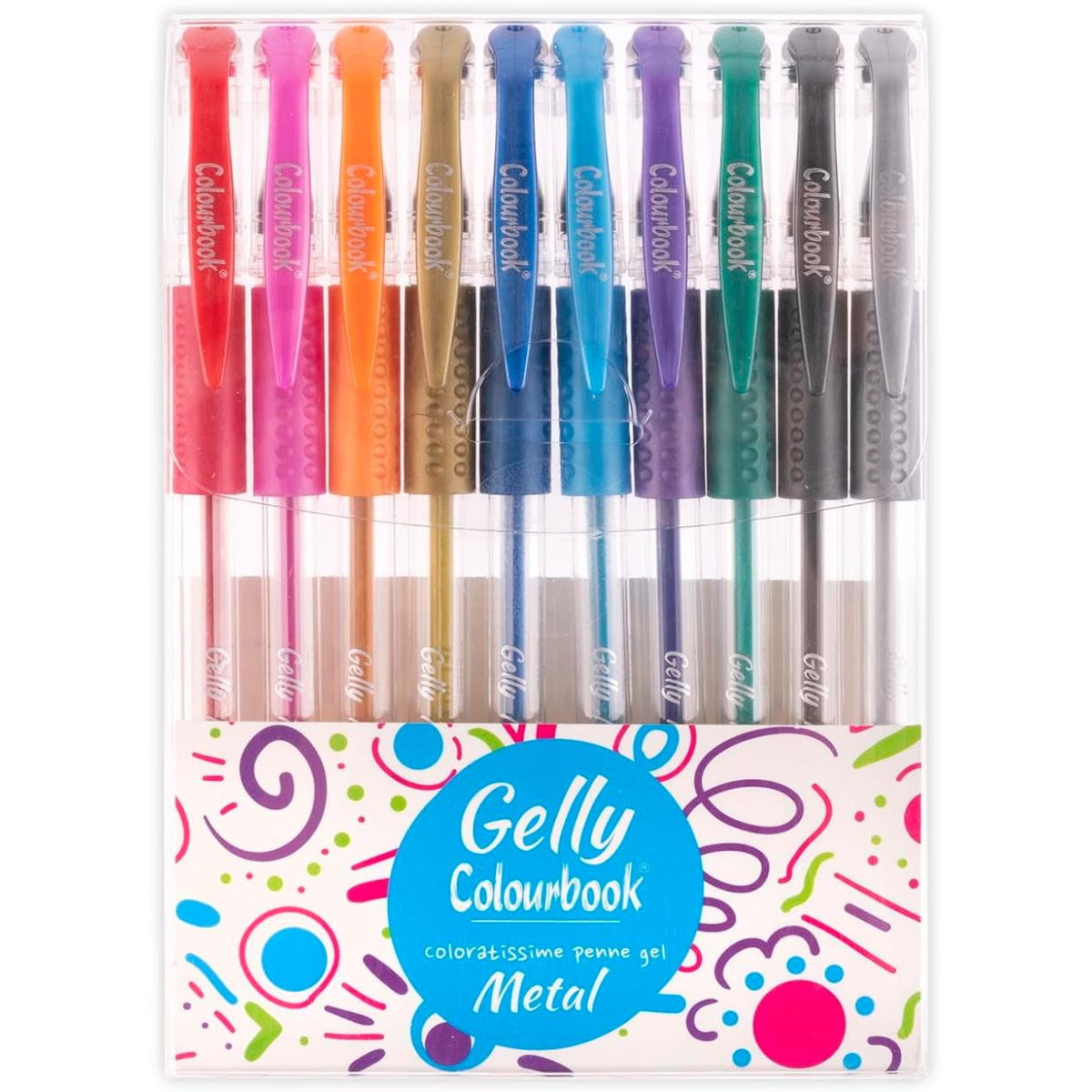 KIT 10 PENNE ROLLER GEL METAL COLOURBOOK GELLY COL23550M