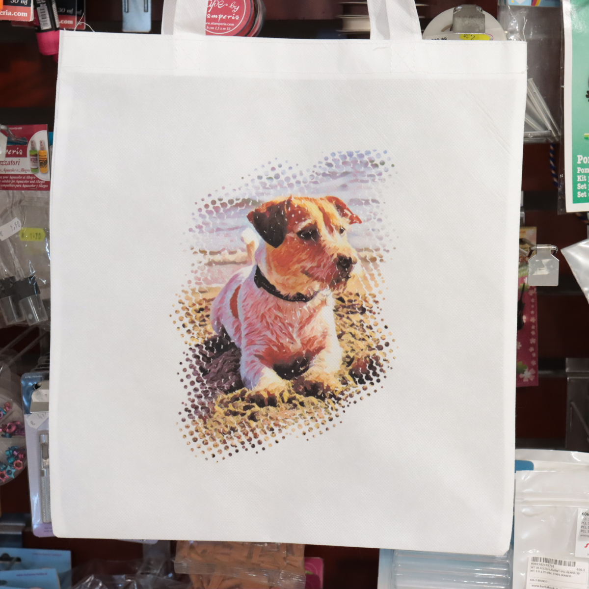 BORSA SHOPPER IN TNT BIANCA CM. 36 X 40 MANICO LUNGO DAGO