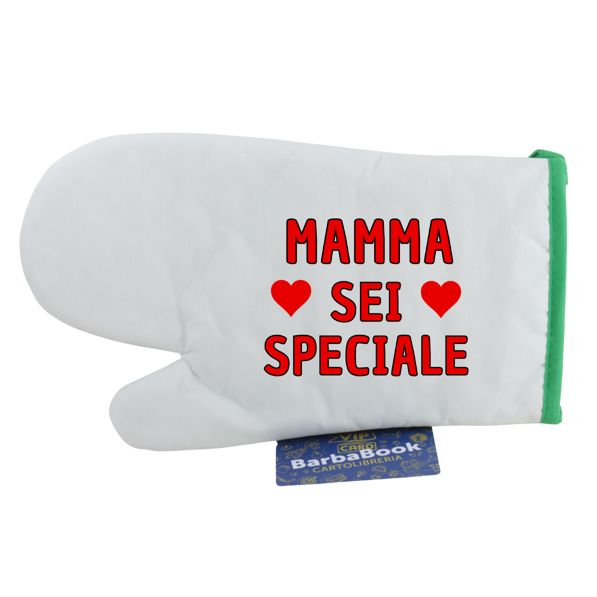 GUANTO CUCINA ROGER MAMMA SEI SPECIALE BIANCO BORDO VERDE