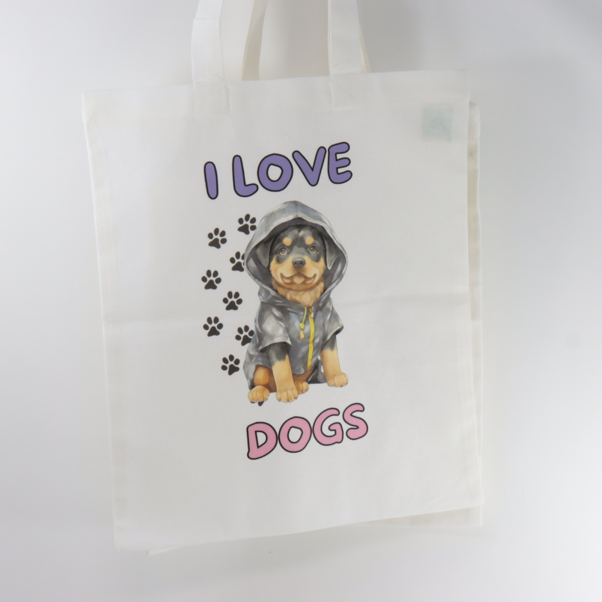 BORSA SHOPPER BIANCA CM. 24 X 28 ART. I4330 I LOVE DOGS