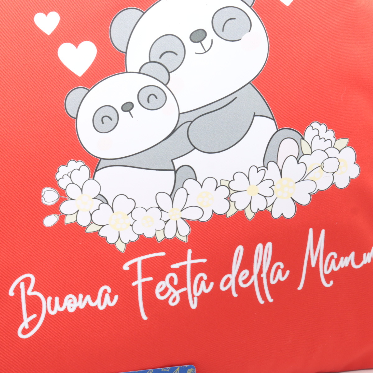 CUSCINO CM. 40 X 40 IN COTONE ROSSO BUONA FESTA DELLA MAMMA