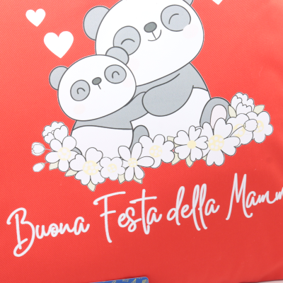 CUSCINO CM. 40 X 40 IN COTONE ROSSO BUONA FESTA DELLA MAMMA