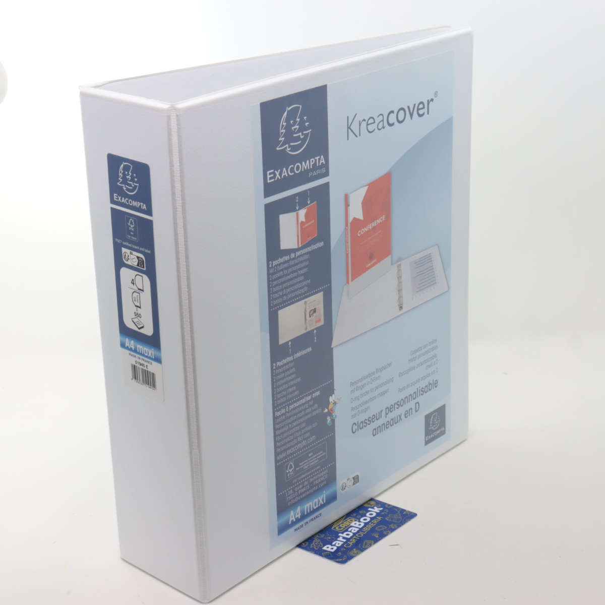 RACCOGLITORE 4 ANELLI A4 MM.60 PERSONALIZZABILE EXACOMPTA BIANCO 51945E