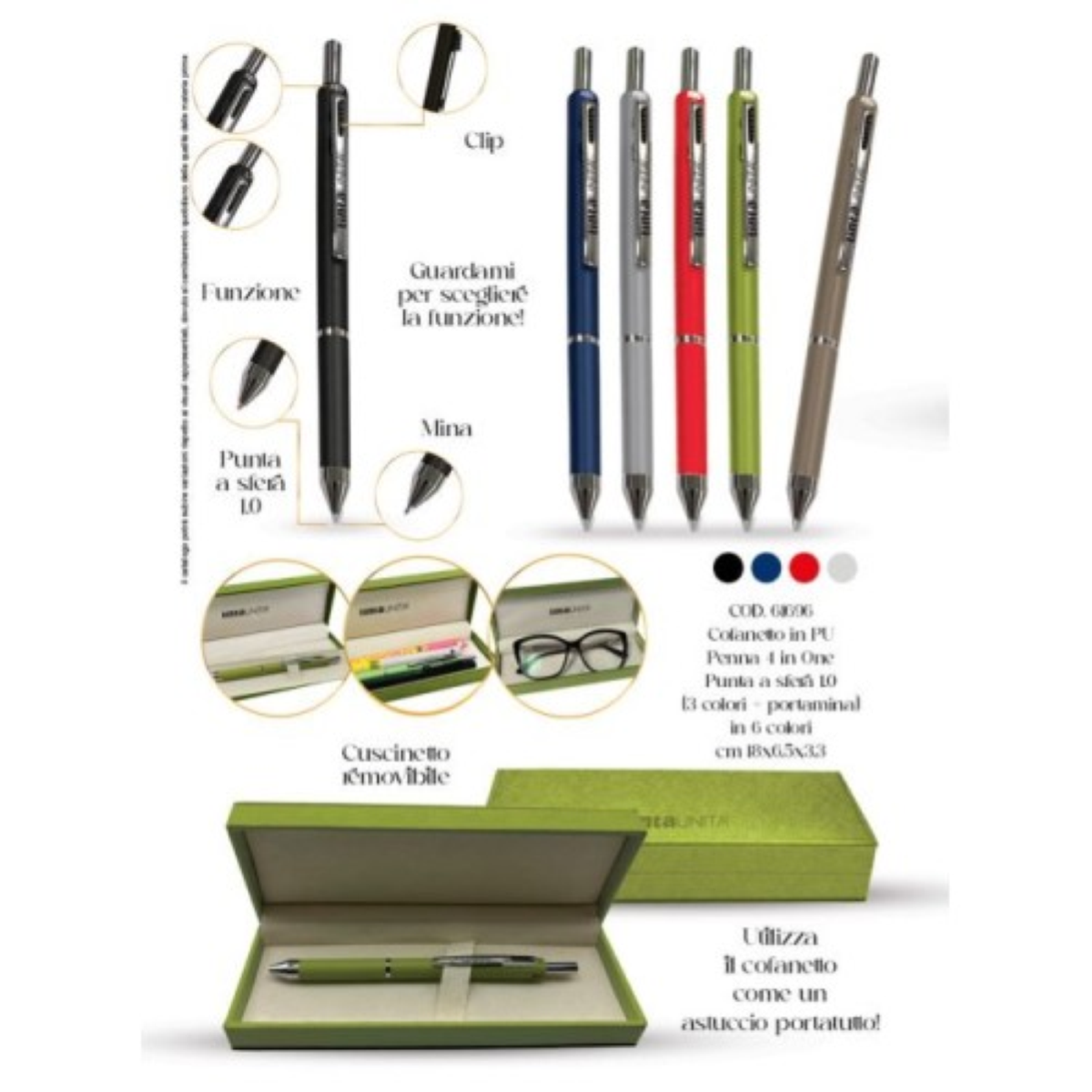 PENNA REGALO A SFERA TINTAUNITA DELUXE 4 IN UNO 61696 BLU