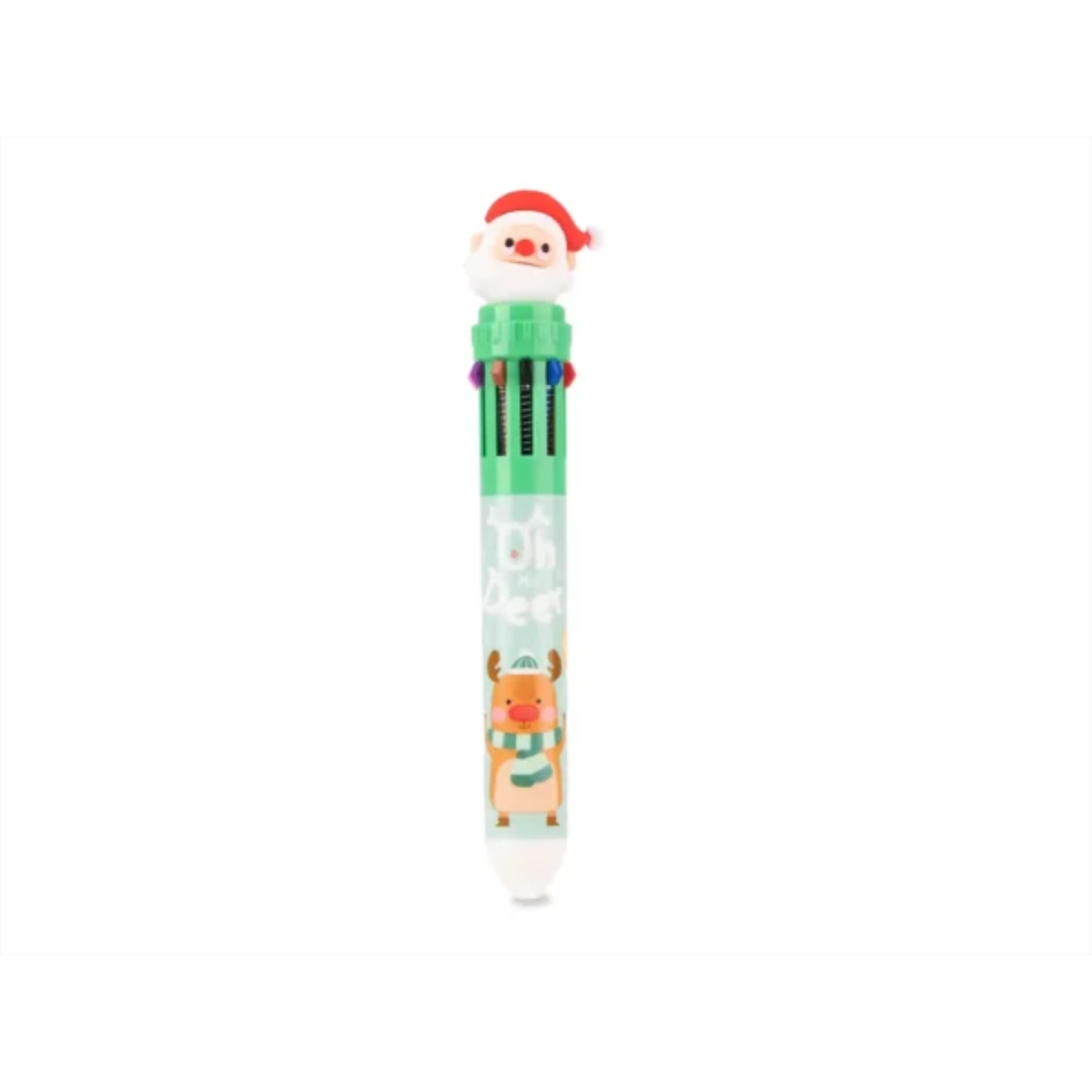 PENNA A SCATTO NATALIZIA 10 COLORI BABBO NATALE VERDE COLOURBOOK COL24861