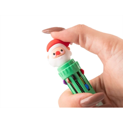 PENNA A SCATTO NATALIZIA 10 COLORI BABBO NATALE VERDE COLOURBOOK COL24861