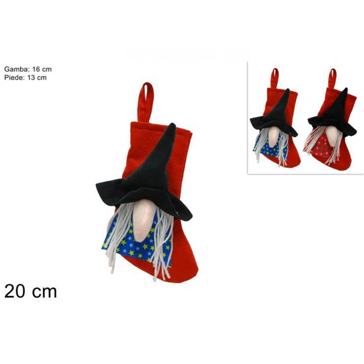 CALZA BEFANA CM. 20 X 13 TESSUTO ART. 165424