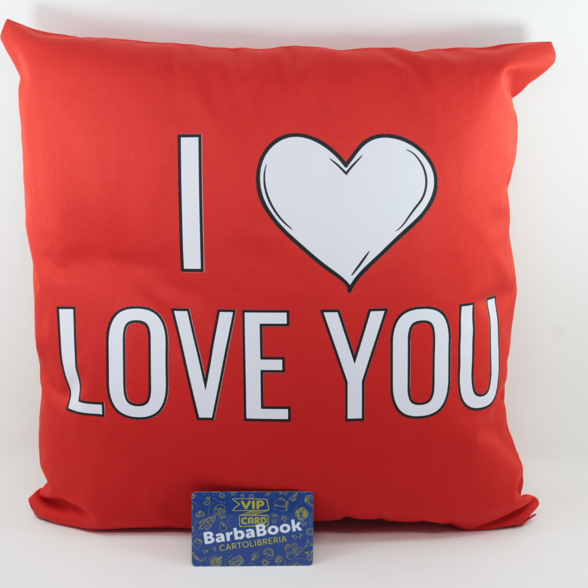 CUSCINO CM. 40 X 40 IN COTONE ROSSO I LOVE YOU