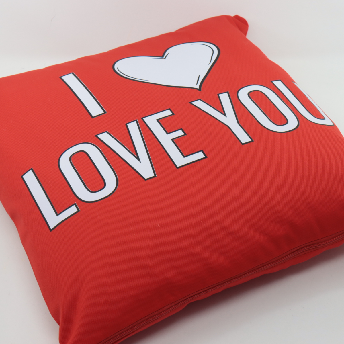 CUSCINO CM. 40 X 40 IN COTONE ROSSO I LOVE YOU