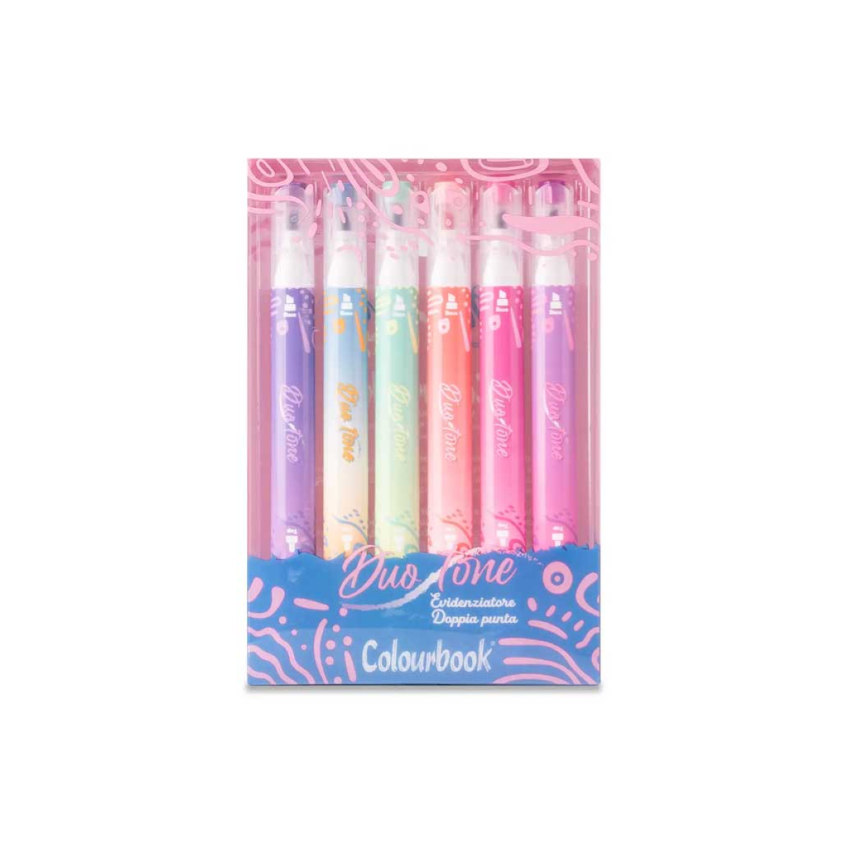 SET 6 EVIDENZIATORI DOPPIA PUNTA DUOTONE COLOURBOOK COL25090