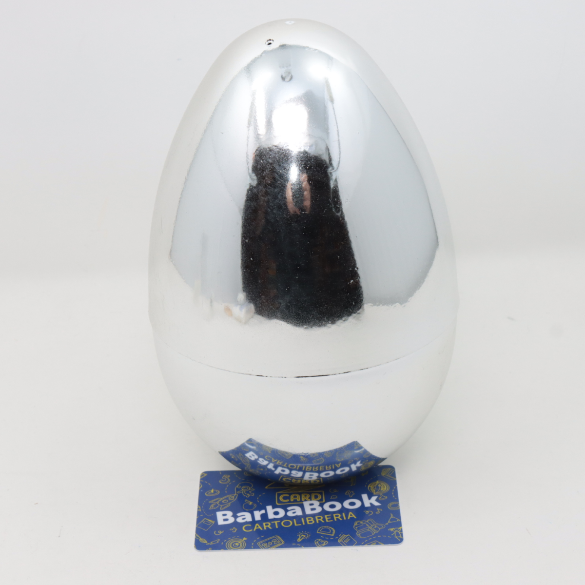 GUSCIO UOVO VUOTO H.20 ARGENTO IN PLASTICA SORPRESONE DI PASQUA