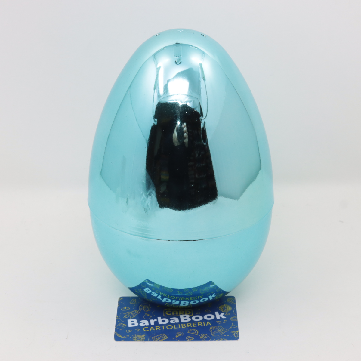 GUSCIO UOVO VUOTO H.20 CELESTE METAL IN PLASTICA SORPRESONE DI PASQUA