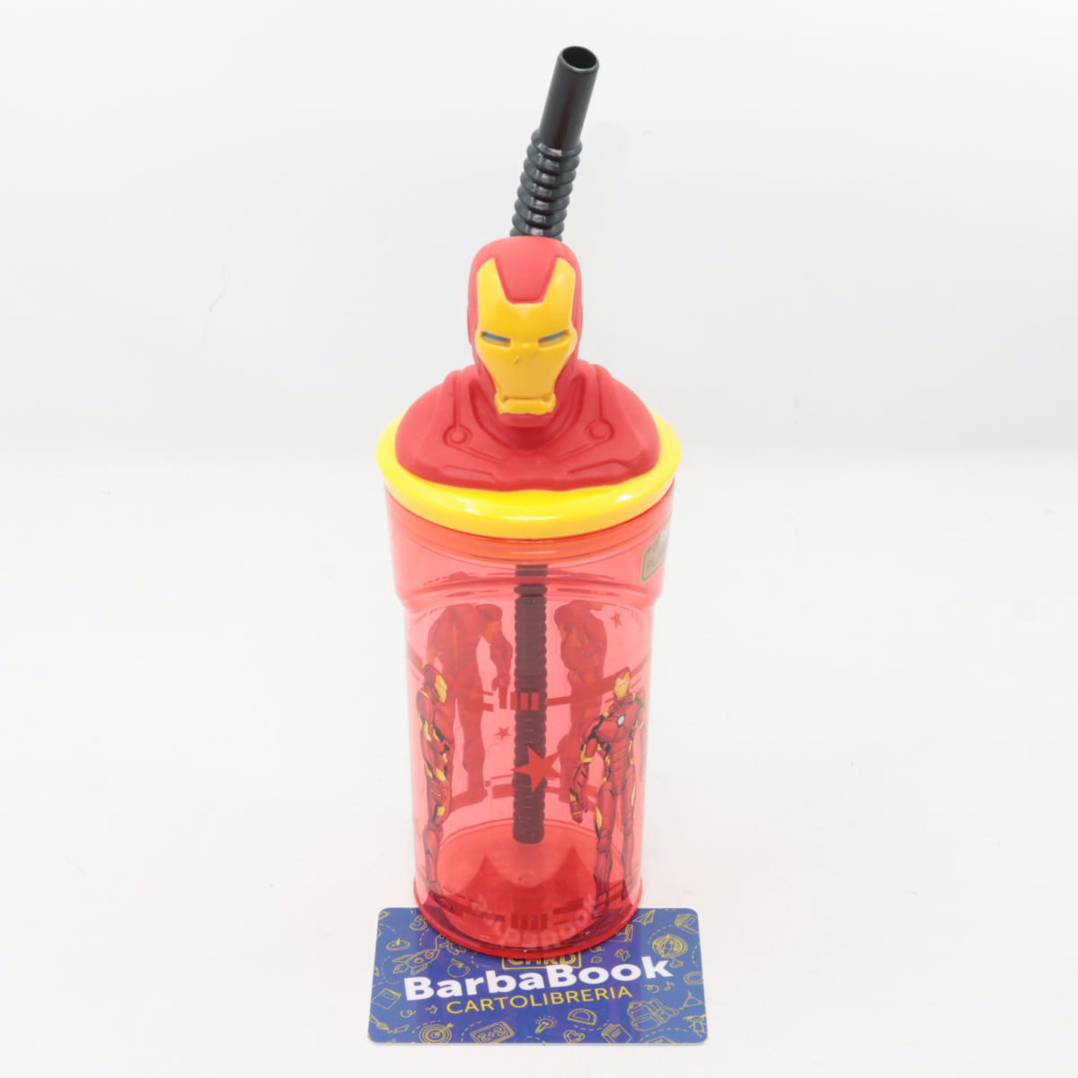 BICCHIERE ALTO CON CANNUCCIA IRON MAN 3D ST74866