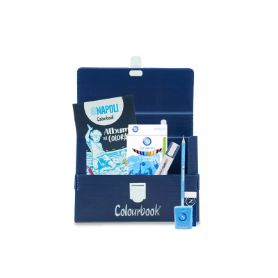 SET VALIGETTA SSC NAPOLI 19 PZ. COLOURBOOK MINIPOLY BLU NAVY SSCN24015