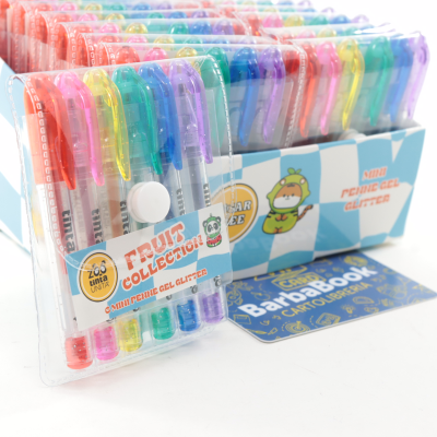 SET 6 MINI PENNE GEL GLITTER TINTA UNITA ZOO ART.62166