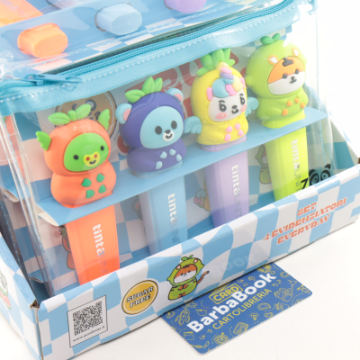 SET 4 PEZZI EVIDENZIATORE MINI CON TOP TINTA UNITA ZOO ART. 62168