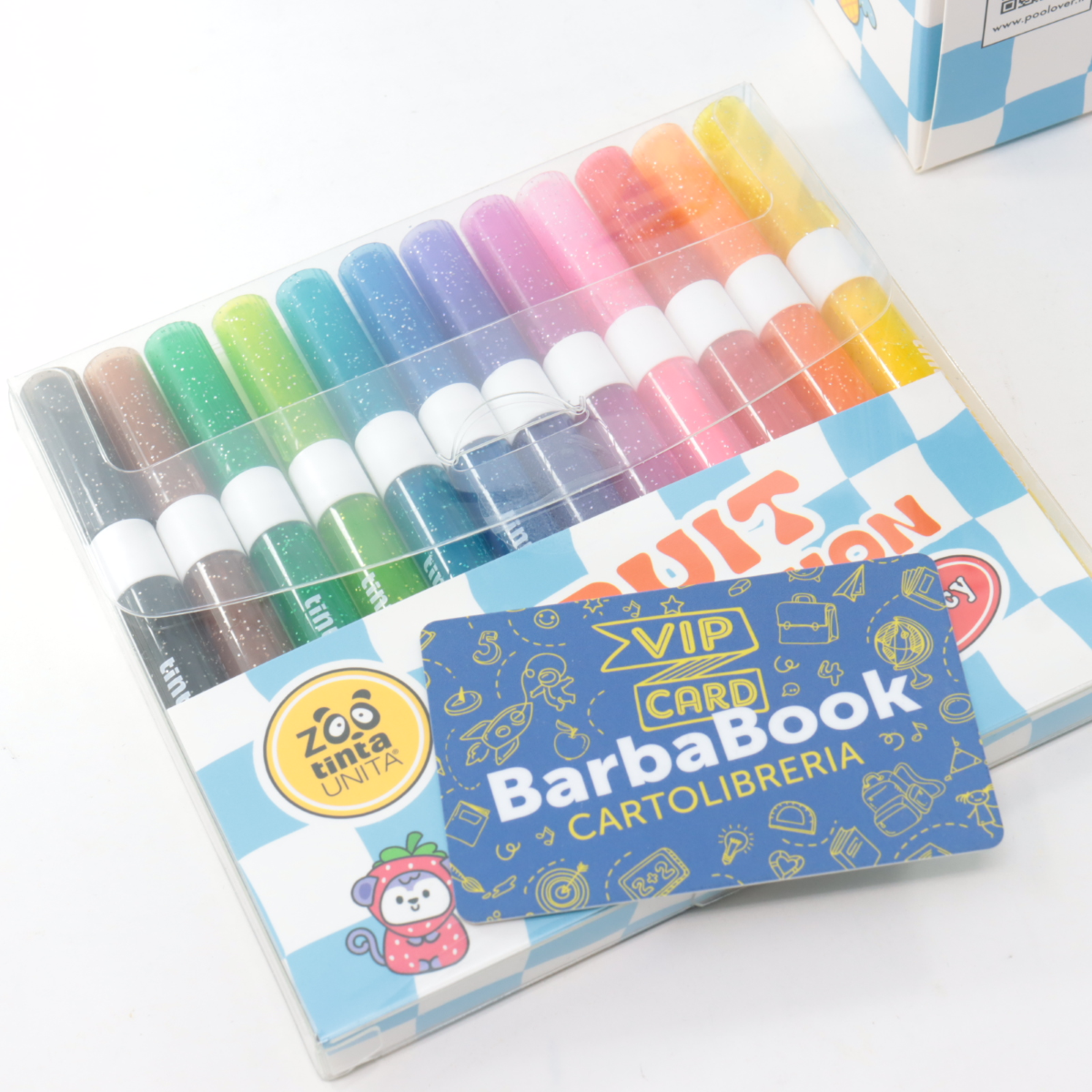 SET 12 PENNE GEL GLITTER TINTA UNITA ZOO ART. 62170
