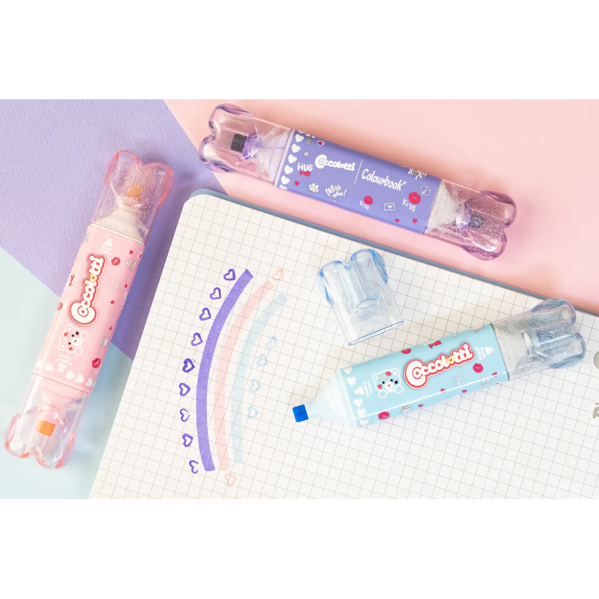 SET 3 EVIDENZIATORI CON TIMBRO COCCOLOTTI COLOURBOOK CLT00035