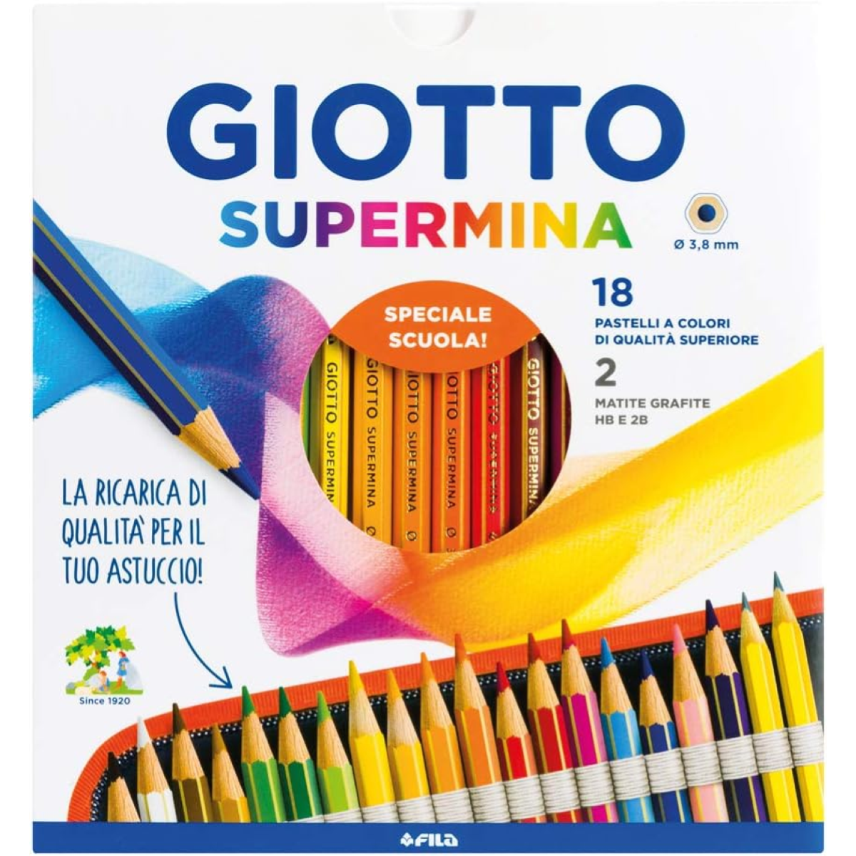 PASTELLI GIOTTO SUPERMINA 18 COLORI + 2 LAPIS LYRA