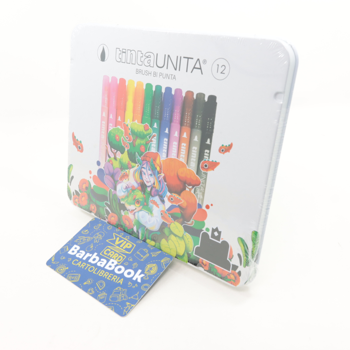 SET DISEGNO METAL BOX TINTAUNITA FRAFFROG 12 PENNARELLI BRUSH BI PUNTA