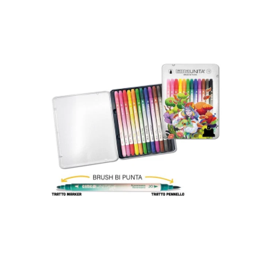 SET DISEGNO METAL BOX TINTAUNITA FRAFFROG 12 PENNARELLI BRUSH BI PUNTA