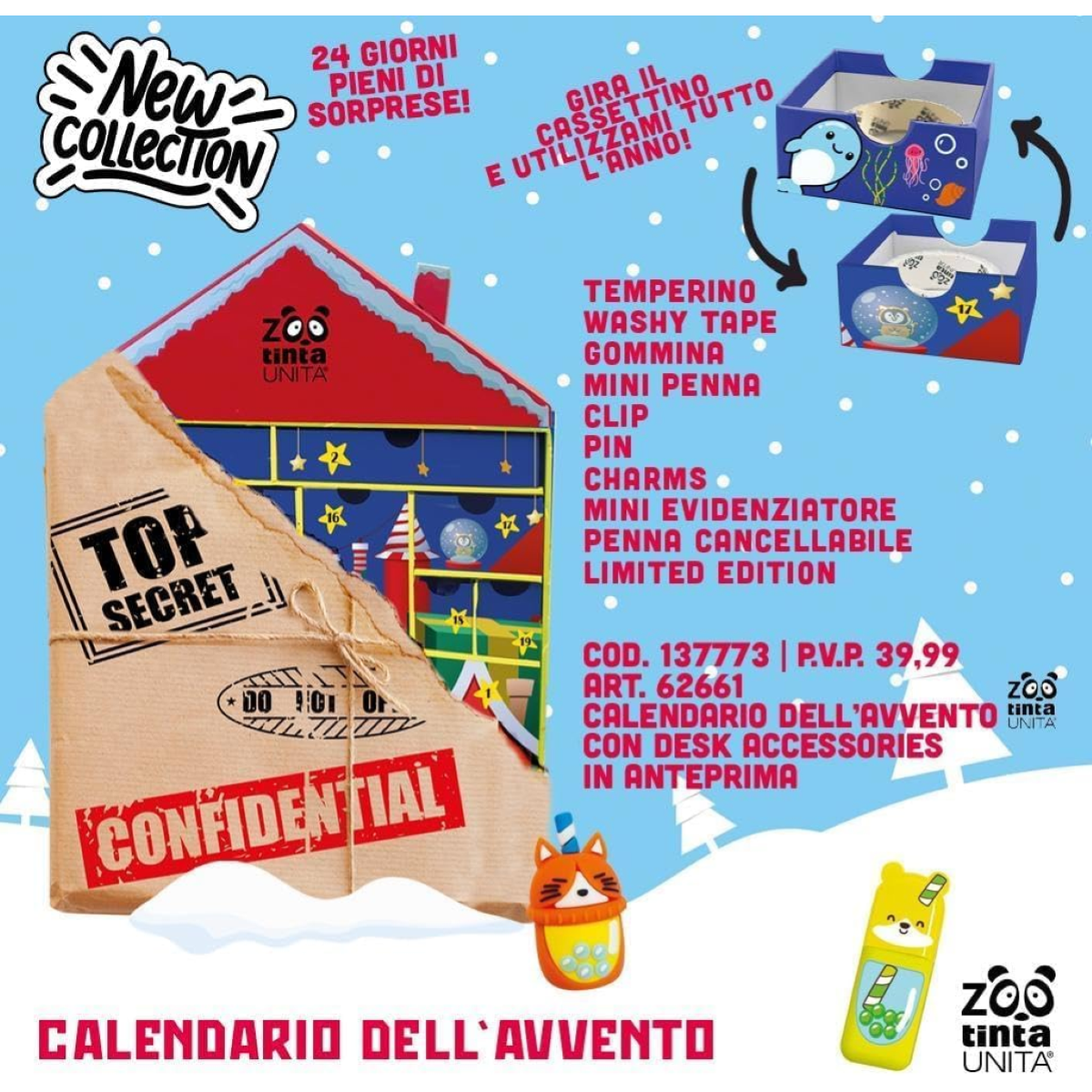 CALENDARIO DELL'AVVENTO CON CASSETTI TINTA UNITA