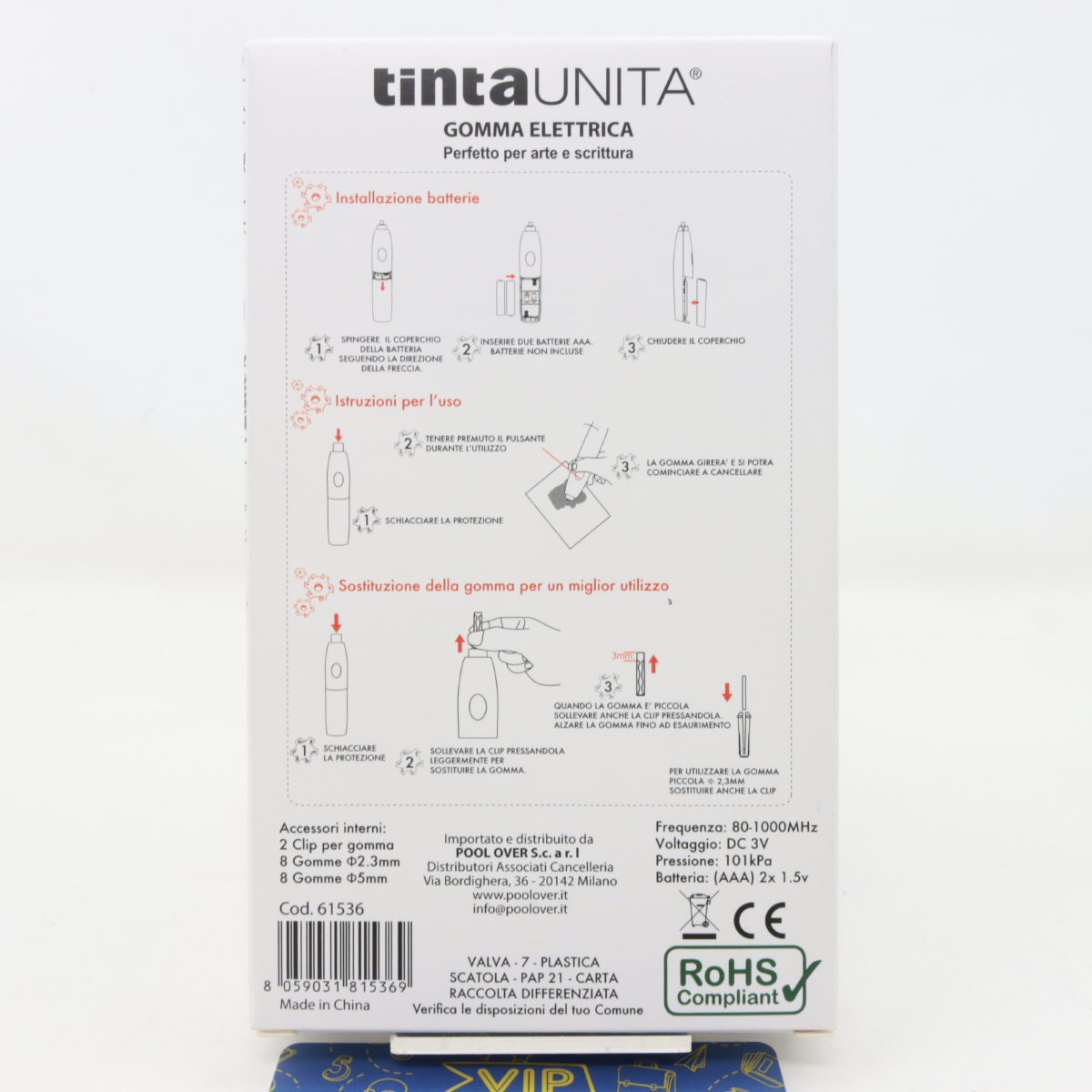 GOMMA ELETTRICA CON REFILL TINTA UNITA 61356 AZZURRA