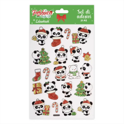 SET 21 STICKERS NATALE PANDA COLOURBOOK