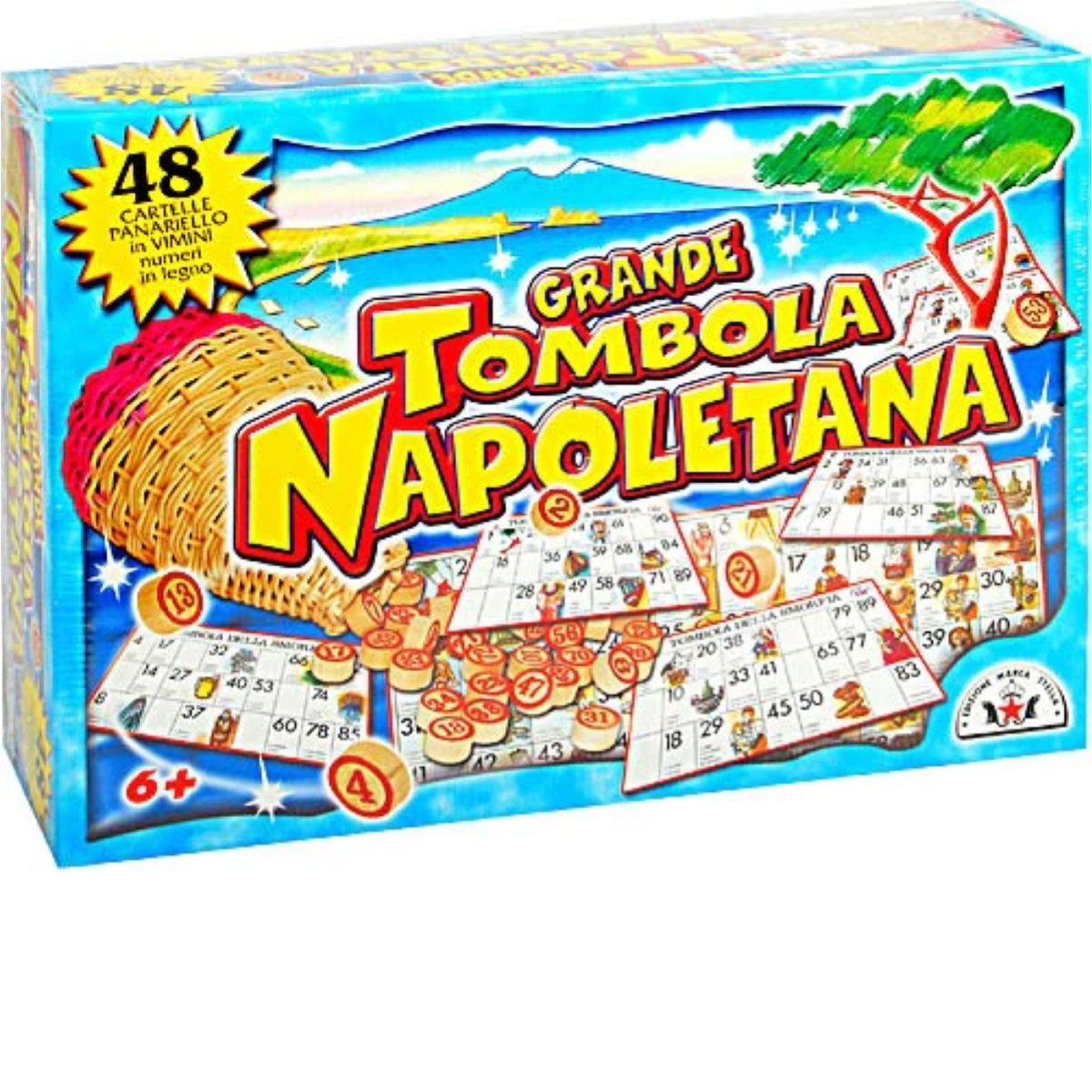 GRANDE TOMBOLA NAPOLETANA 48 CARTELLE CESTINO IN VIMINI ART.118