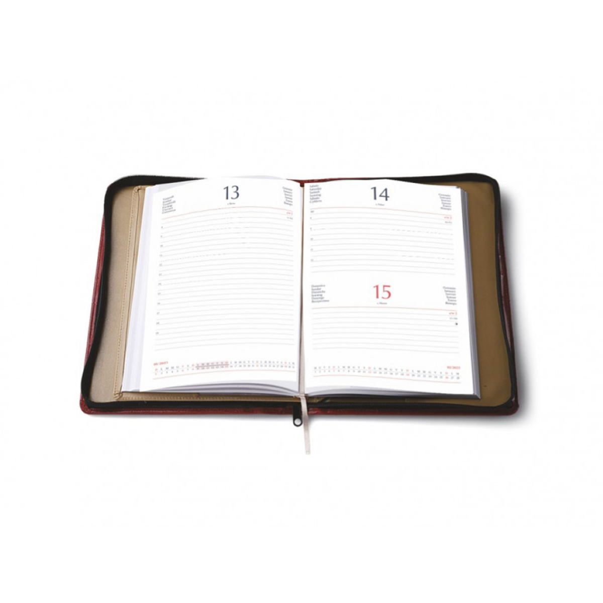AGENDA GIORNALIERA 2026 IN SIMILPELLE CON BORSELLO CM. 17 X 24 BORDEAUX