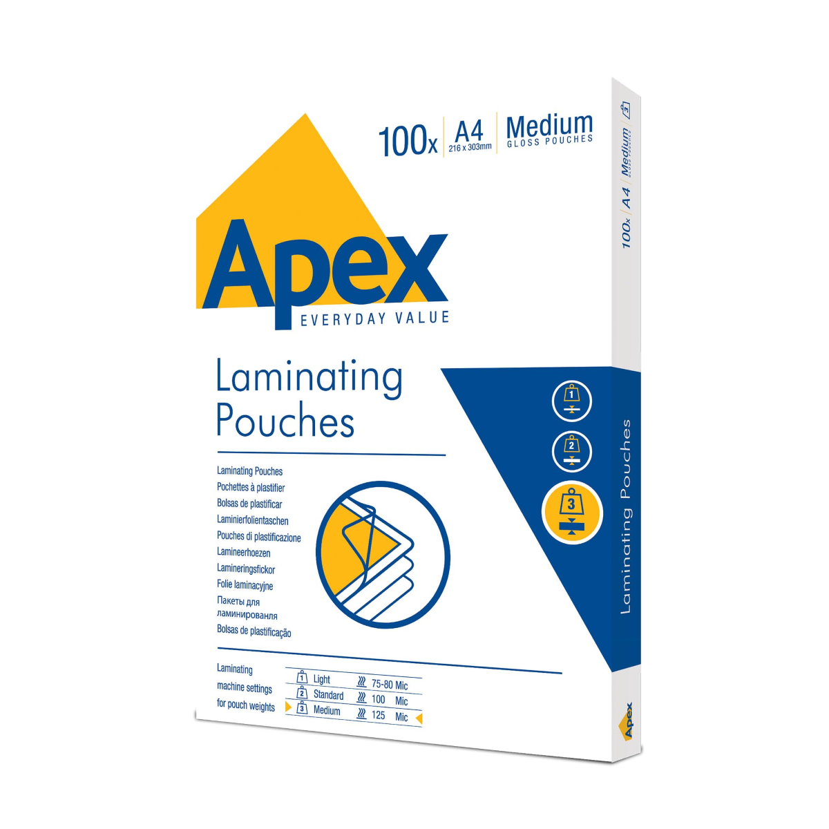 POUCHES A4 125 MICRON PER PLASTIFICAZIONE APEX 
