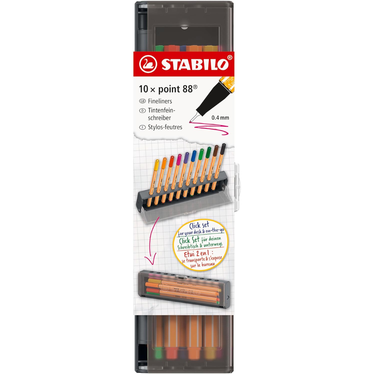 SET 10 PENNARELLI STABILO PEN POINT 88 ART. 8810-5 CLICK SET
