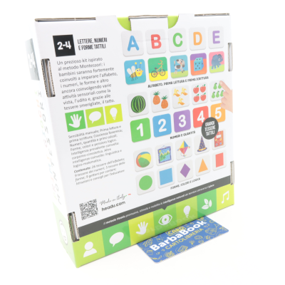 GIOCO HEADU PRIMI GIOCHI MONTESSORI LETTERE NUMERI E FORME TATTILI