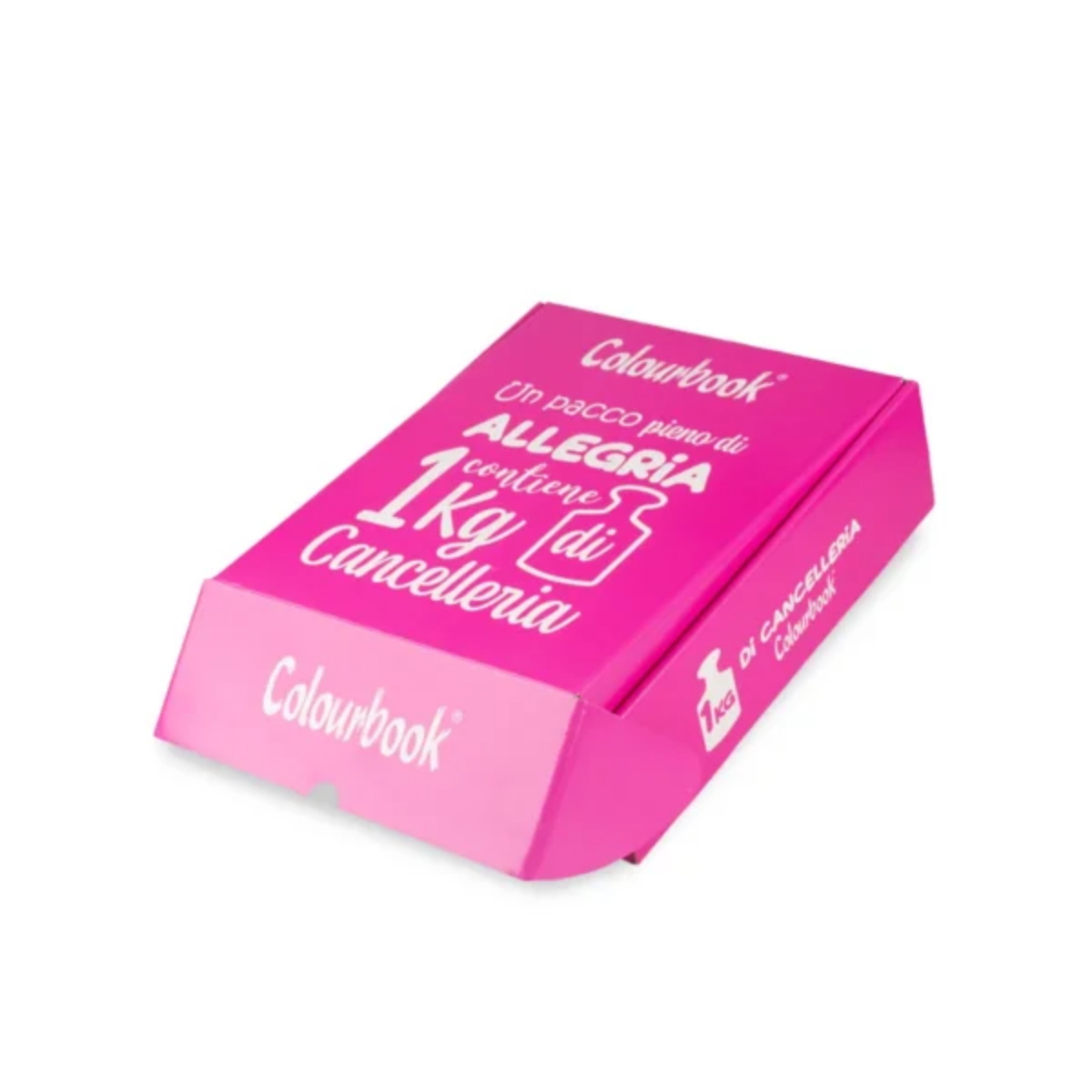 BOX SORPRESA 1 KG. DI CANCELLERIA ASSORTITA COLOURBOOK ROSA FLUO