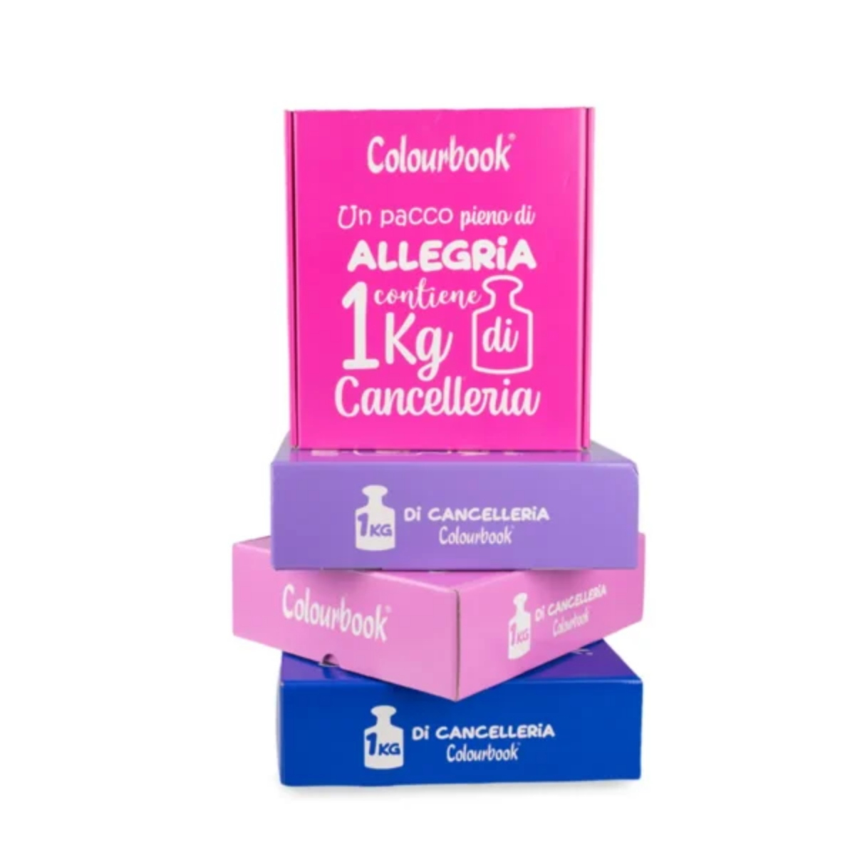BOX SORPRESA 1 KG. DI CANCELLERIA ASSORTITA COLOURBOOK ROSA FLUO