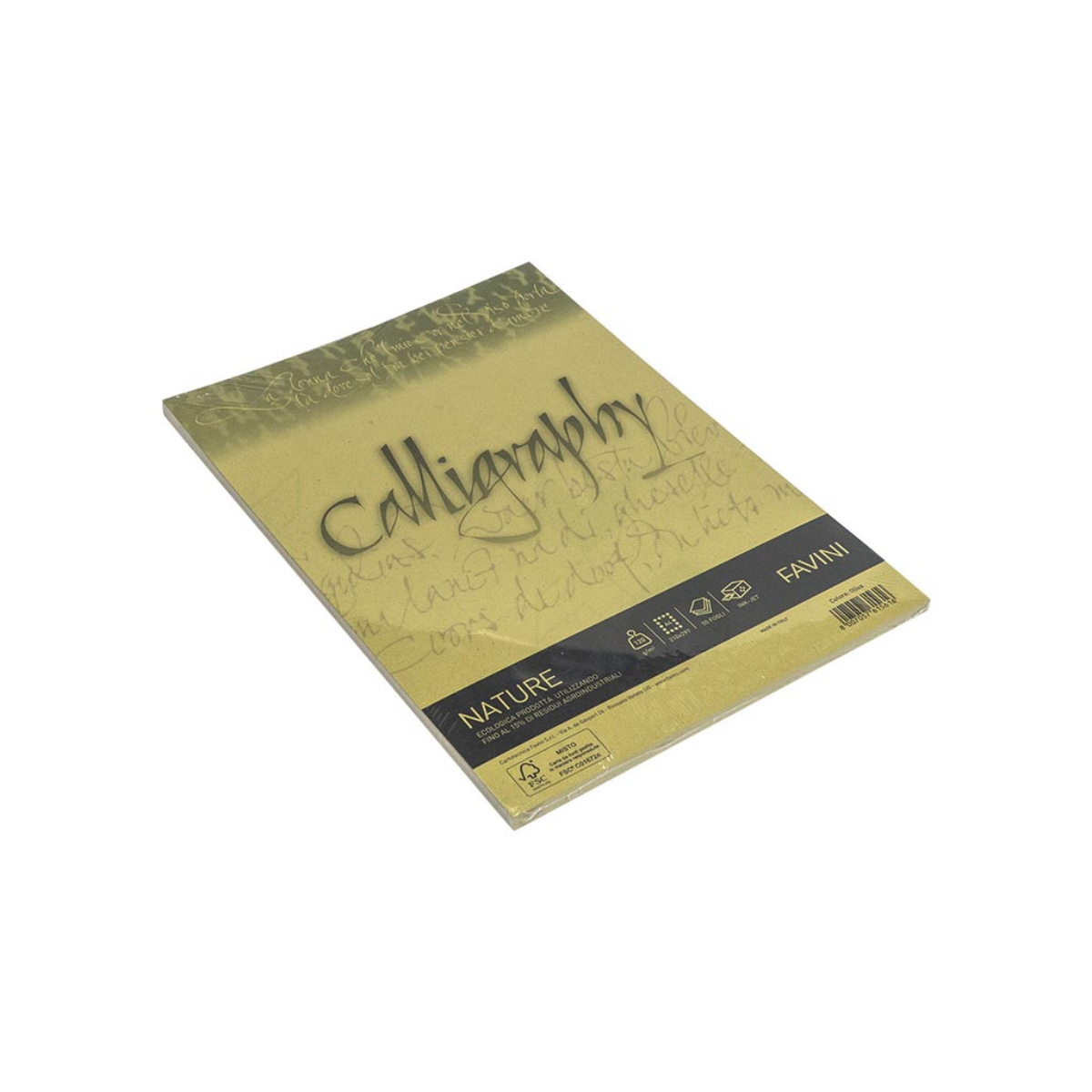 FOGLIO CARTA A4 CALLIGRAPHY NATURE CRUSH OLIVA GR. 120 FAVINI