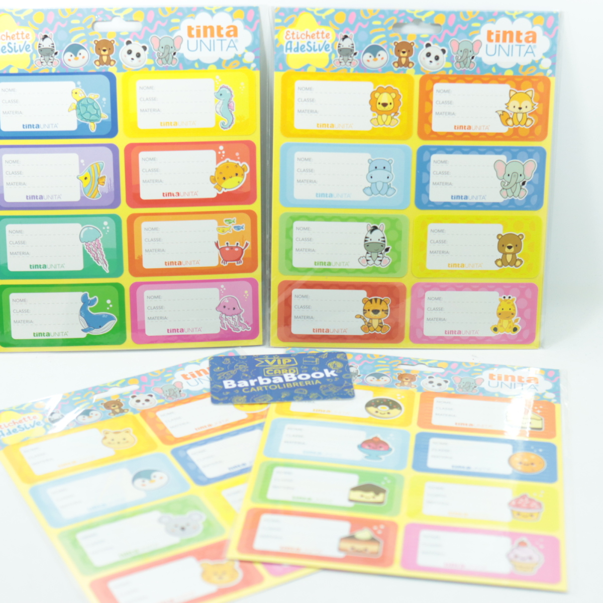 ETICHETTE ADESIVE CON PERSONAGGI MM. 80 X 37 TINTA UNITA