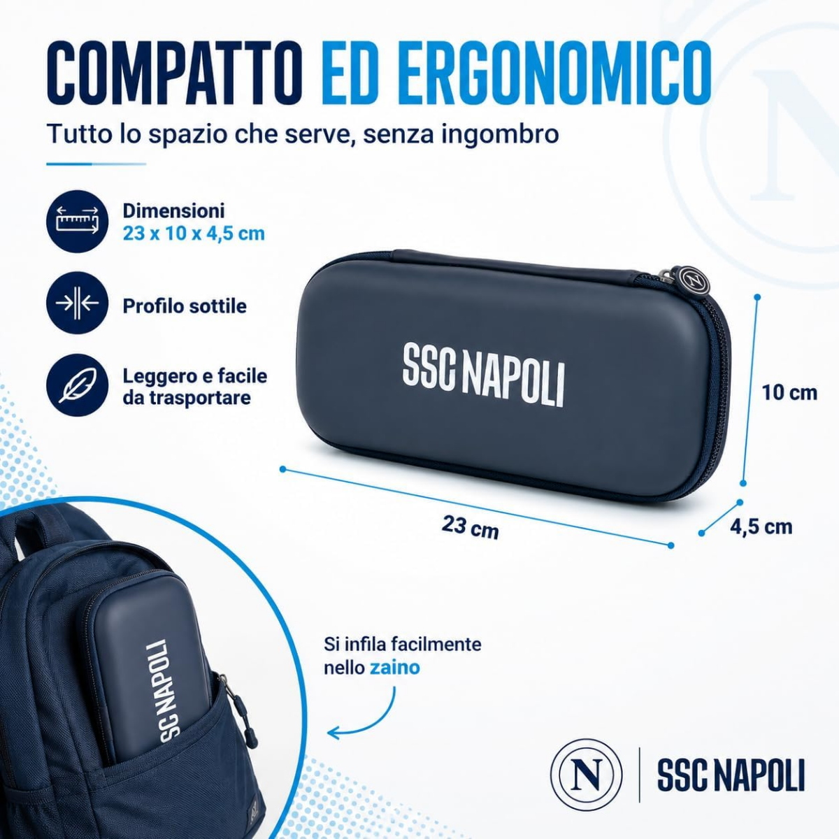 ASTUCCIO PORTAPENNE RIGIDO SSC NAPOLI COLOURBOOK BLU